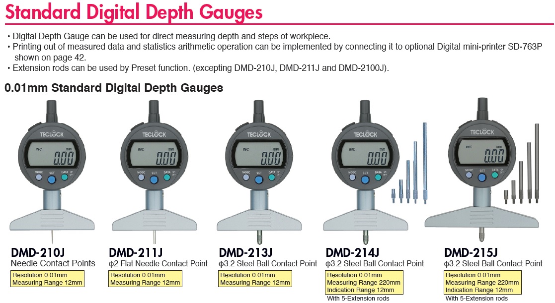 Ichiban Precision Sdn Bhd Teclock Teclock Standard Digital Depth Gauges
